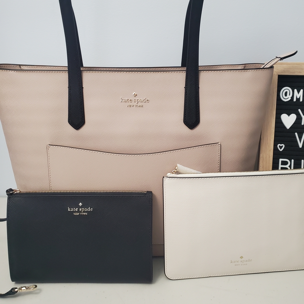 Kate Spade Staci Leather Tote Bag Set. NWT - Picture 2 of 7